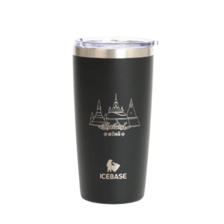 แก้วเก็บความเย็น ICEBASE รุ่น VLS-702BK (THAI CULTURE) ขนาด 600 มิลลิลิตร สีดำ